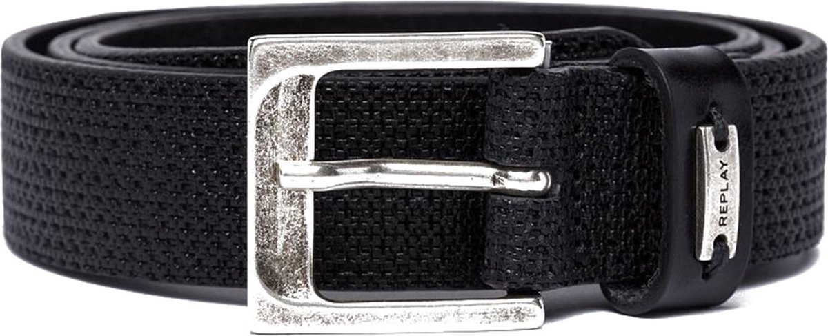 REPLAY Leren Riem Full Leather Belt W100 Black Zwart
