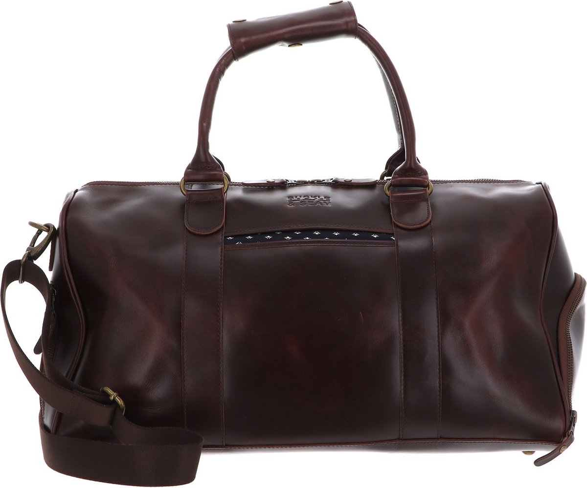BUCKLE & SEAM Leren Reistas Collin Dot Weekender Brown Bruine
