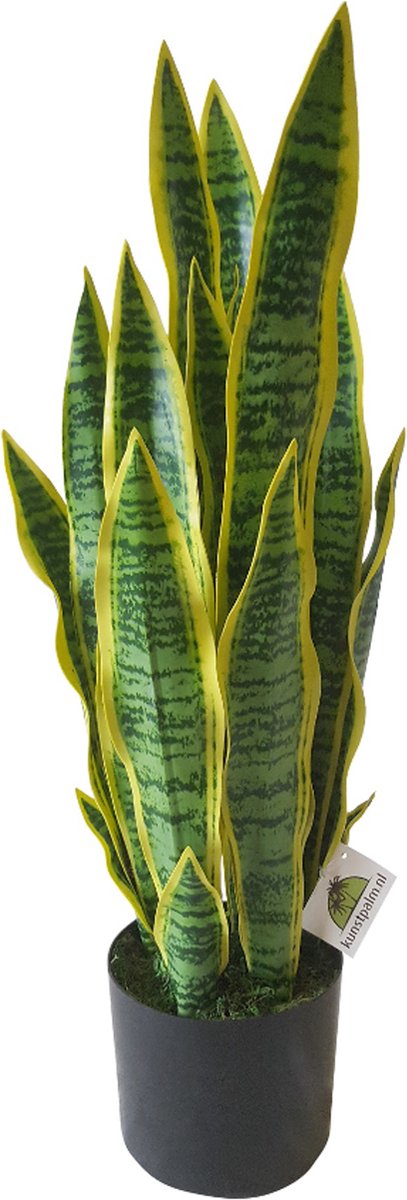 Kunstpalm Kunst Sanseveria | 68cm - Namaak sanseveria - Kunstplanten voor binnen - Kunstplant sanseveria Donkergroen