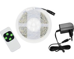 Flexibele led-strip (3 meter, wit licht) met adapter en afstandsbediening