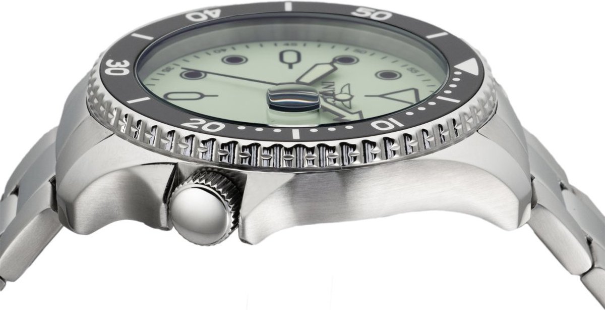 Invicta Pro Diver 47305 Heren Horloge - Waterdicht - Analoog - Quartz Uurwerk - Roestvrij Staal met groene Wijzerplaat - 46mm