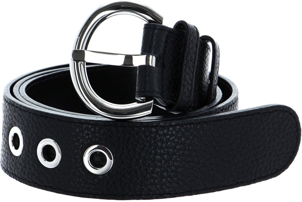 abro Leren Riem Leather Adria Eyelets Belt W80 Black / Nickel Zwart