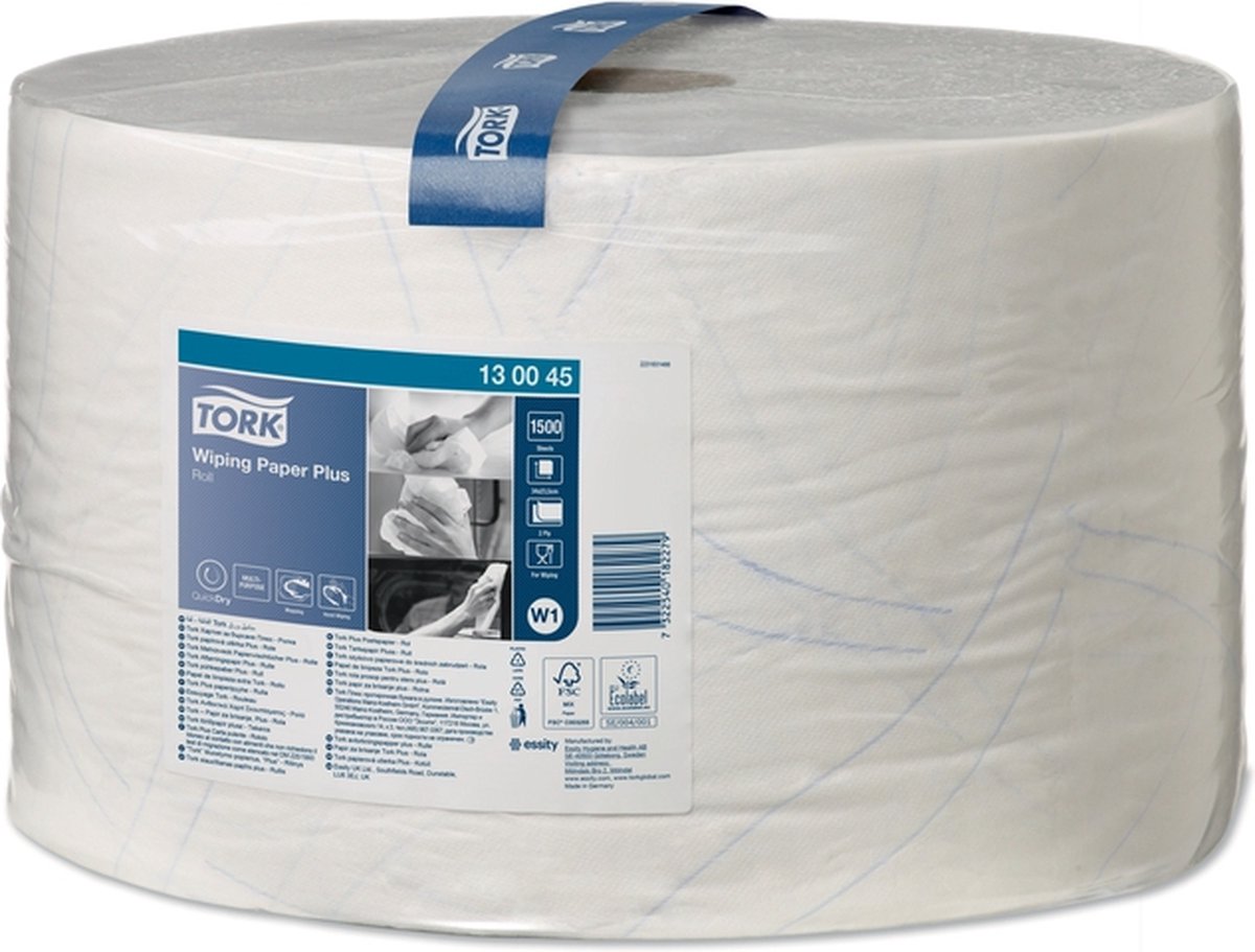 Goedkoopste Poetspapier Tork W1 Plus Premium 2-laags 1500 vel wit 130045