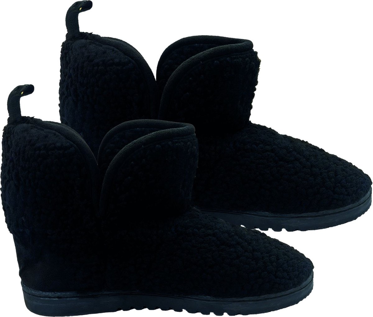 Latona Blanket® Sloffen heren - Pantoffels heren - Teddy hoog - Zwart - Maat 45/46