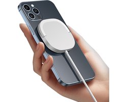 Cazy 2-in-1 Magnetische Draadloze Oplader 15W - Oplaadstandaard geschikt voor MagSafe - USB-C - Compatibel met Qi-Gecertificeerde toestellen zoals iPhone & Samsung S-serie - Wit