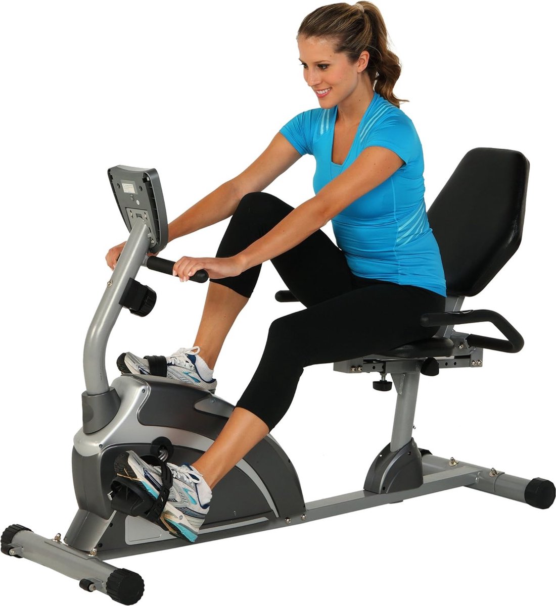 Afbeelding 3 van Exerpeutic 900XL ligfiets / hometrainer met magnetische rem, hartslagmeting, extra hoog maximaal gebruikersgewicht van 136kg en geschikt voor lange mensen tot 2.01m
