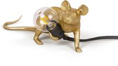 Seletti - Mouse lamp LOP-gold lying down black cable