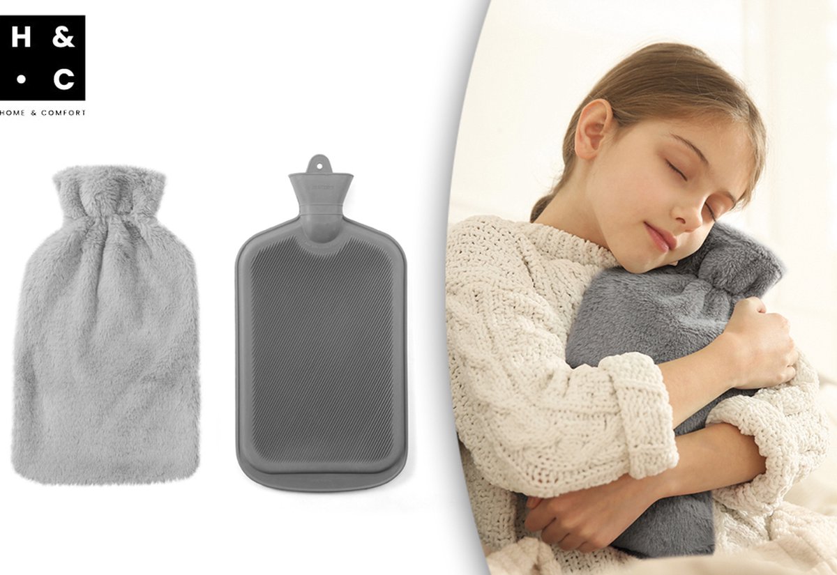 Goedkoopste H&C Warmwaterkruik XXL - Zachte Pluche Hoes - Langdurige Warmte - Wasbare Hoes