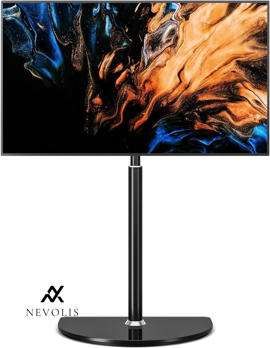 Nevolis TV Floor Stand for 32 to 65 Inch LED LCD OLED Flat Curved TVs 25 Degree Rotatable Height Adjustable Angle Up to 40 kg Cable Management .