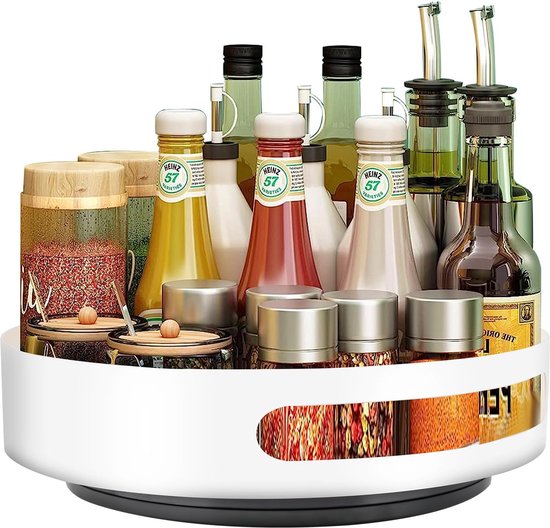 JOUING Kruidenrek voor de keuken, draaibare organizer, van metaal, draaibaar, kruidenrek, 2 niveaus, organizer, onderkast, opslag voor de badkamer (grijs, 2 dieren
