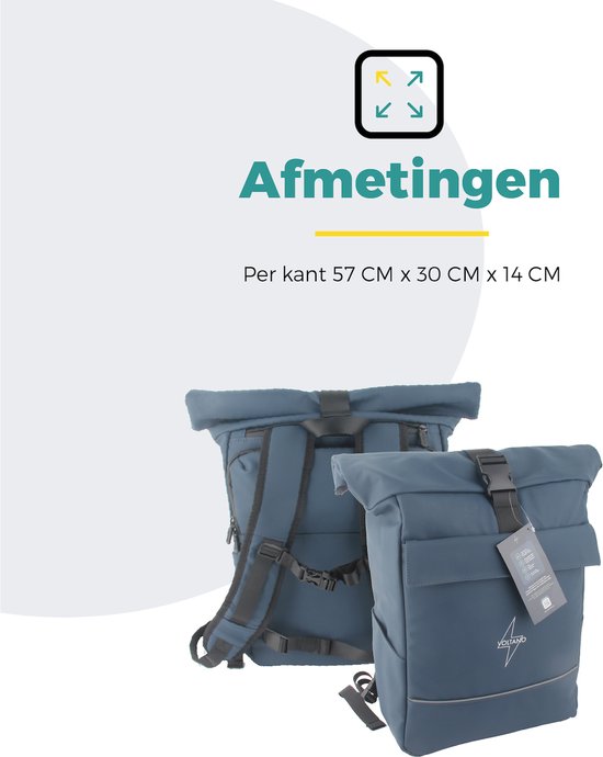 Afmetingen per kant: 57 cm x 30 cm x 14 cm.