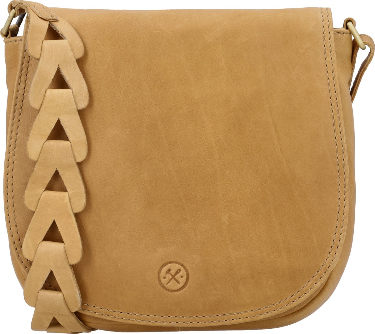 Hide & Stitches Daydreamer Schoudertas Dames - Crossbodytas met verstelbare schouderband - Tas van 100% Leder - Zand