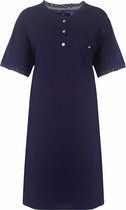 Medaillon Dames Nachthemd - Slaapkleedje - Katoen - Donker Blauw - Maat M