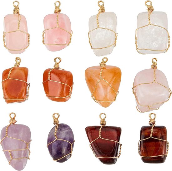 Foto: Natural agate beads heart charm pendant gold plated wire wrapped pendants agate pendants for necklaces earrings bracelets jewelry making