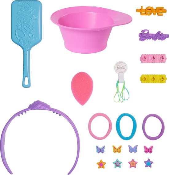 Barbie - Pop styling-hoofd, donkerbruin haar met meer dan 20 styling-accessoires, inclusief ster, vlinder en haarclips met kleurverandering — afbeelding 5