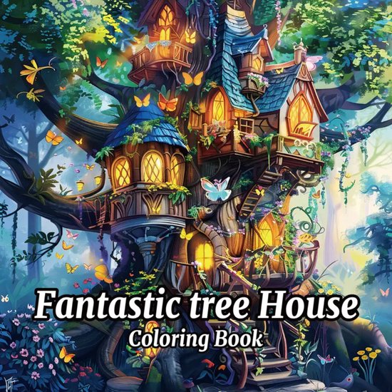 Kleurboek Boomhutten – Fantasierijke Kleurplaten – Boomhut Illustraties – Fantasy Kleurboek – Kleurboek Volwassenen En Kinderen – Magische Kleurplaten – Fantastic Tree House – 20x20cm – 22 Fantasierijke Kleurplaten