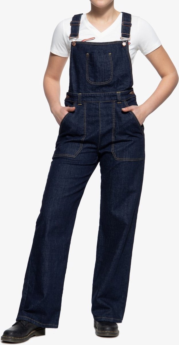 Queen Kerosin Damen Denim Marlene Latzhose Denim-S
