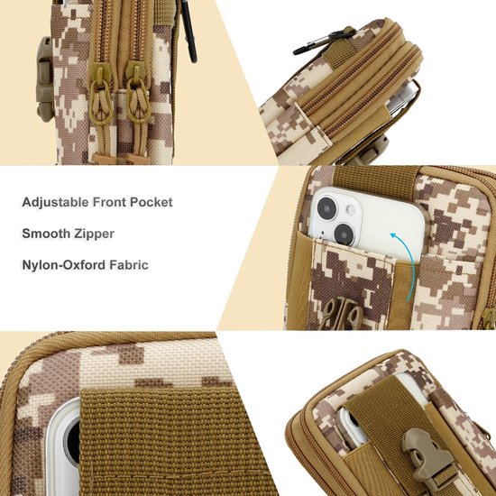 Étui adapté pour OnePlus Nord N10 5G en camouflage beige téléphone portable tactique molle EDC pochette compatible pochette d'épaule étui de ceinture militaire housse