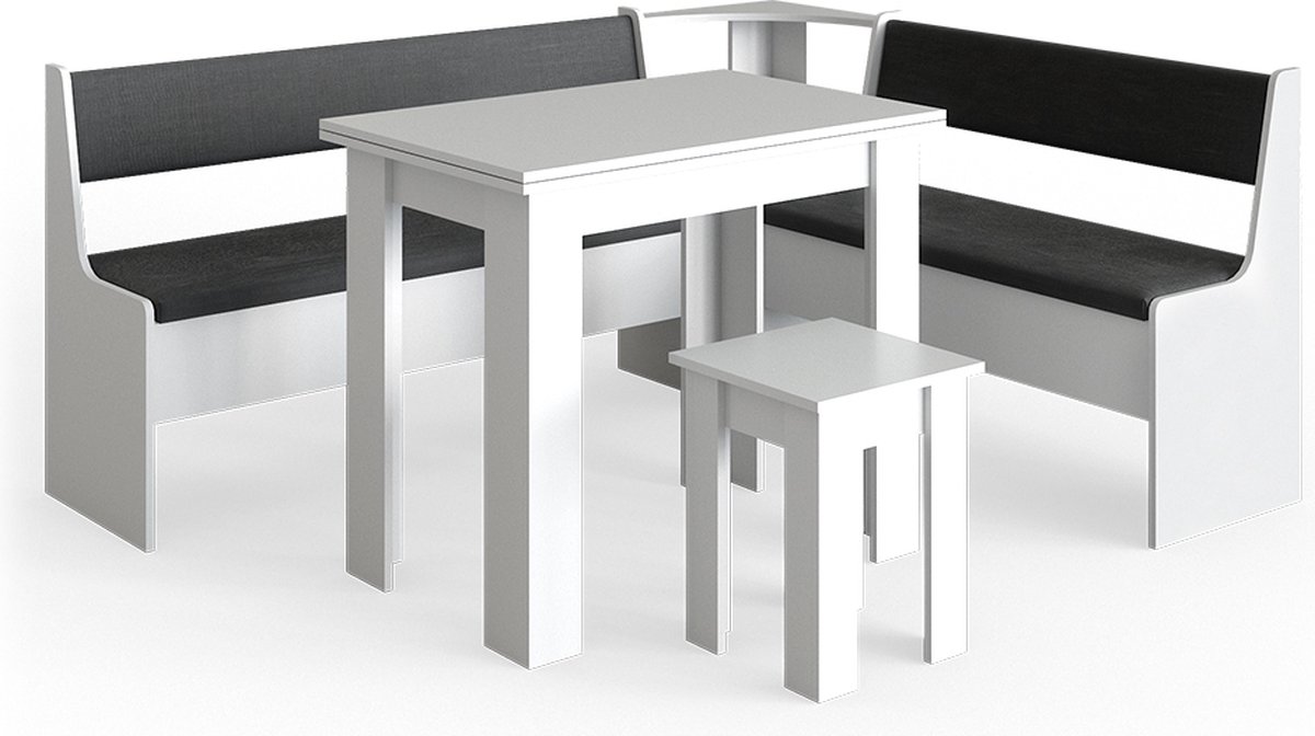 Vicco Roman Hoekbank set – 180 x 150 cm met tafel Wit
