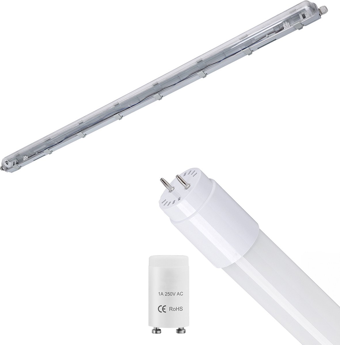 Velvalux LED Waterdichte TL Armatuur met T8 G13 Buis - Velvalux Strela - 150cm - Enkel - Koppelbaar - Waterdicht IP65 - 20W 2400lm - 840 Natuurlijk Wit 4000K | Vervangt 147W