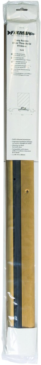Fixman Tochtstrip - tochtwering - goud - aluminium - 91 x 8 cm - deur tochtstopper