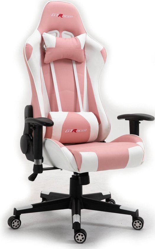 Afbeelding van GTRacer Pro Gaming Stoel Ergonomisch Wit/Roze - Eerlijke Review