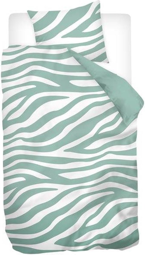 Snoozing Neel Housse de couette - Flanelle - Simple - 140x200/220 cm + 1 taie d'oreiller) - Vert