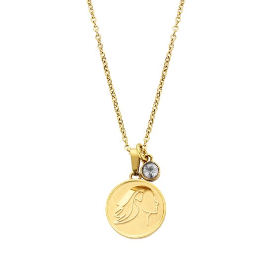 CO88 Collection Zodiac 8CN 26081 Collier en acier avec pendentif - Signe du zodiaque Vierge - Longueur 42 + 5 cm - Doré