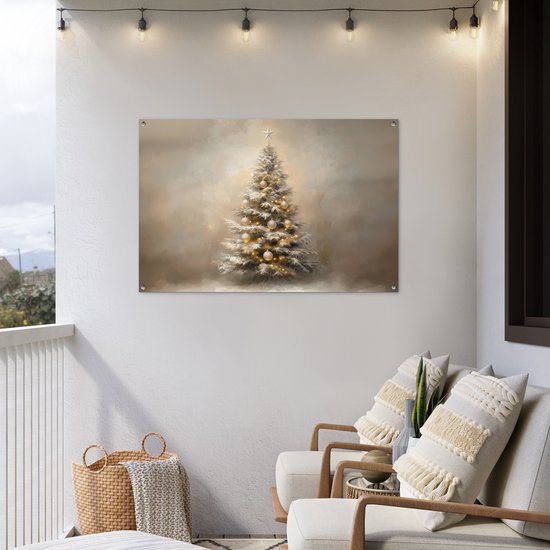 Affiche de jardin 120x80 cm - Décoration de jardin Noël - Sapin de Noël - Neige - Art - Affiche pour le jardin - Décoration extérieure - Tableau de jardin clôture - Décoration murale sur toile de jardin - Décoration murale sur toile de balcon