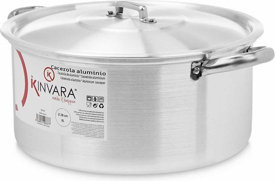 Kinvara grote kookpan/Soeppan met deksel - Aluminium - liter - Sauspan - Extra groot