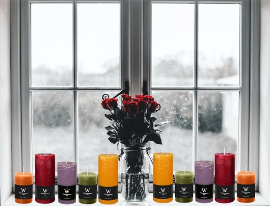 Wiedemann Bougie cylindrique/bougie pilier - 3x - bougie rustique - marron cognac - 7 x 16 cm - 66 heures de combustion