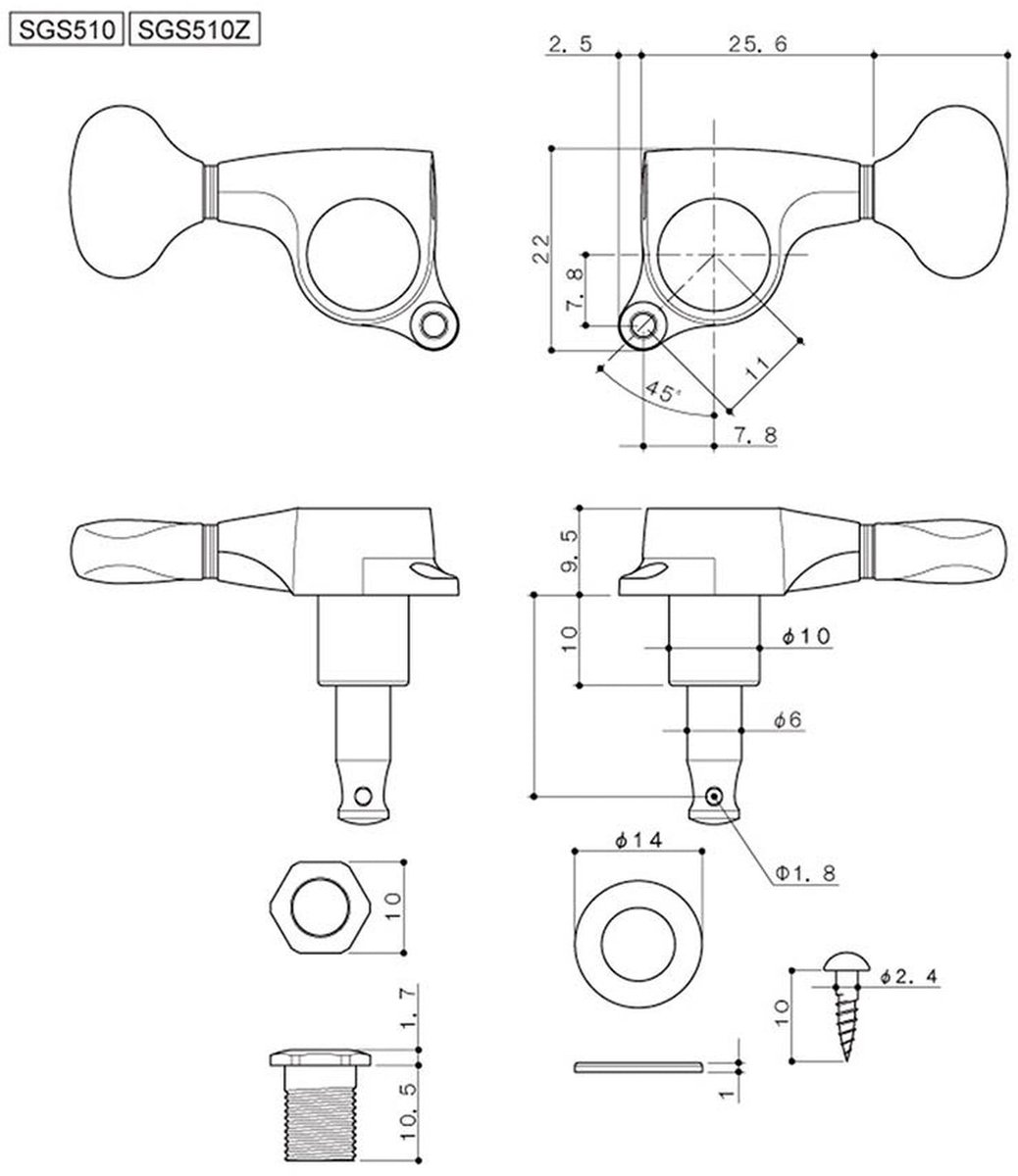 Gitaar stemmechanieken Gotoh SGL-510-L5C chroom
