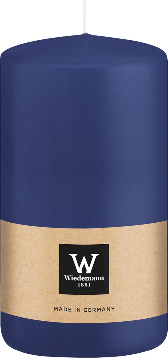 Wiedemann Cilinderkaars/stompkaars - donkerblauw - 12 x 6 cm - 33 branduren - zuilkaarsen