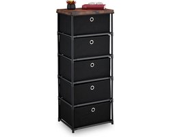 ladekastje – met 5 lades – 105x43x33 cm – industrieel – woonkamer – slaapkamer – zwart-bruin