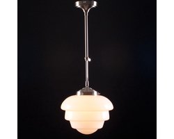 Art deco hanglamp Oxford | 1 lichts | Ø 25 cm | 35-55 cm | grijs / staal / wit | glas / metaal | verstelbaar | gispen / retro / jaren 30