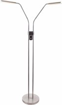 Lampe de lecture sur pied Murcia | 2 lumières | gris / acier / argent | métal | 145 cm de haut | Socle Ø 26 cm | lampadaire / lampadaire | design contemporain
