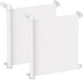 Goliving Oprolbaar Traphekje - 2 Stuks - Veiligheidshekje - Kinderhekje - Push & Turn - 10 tot 150 cm Breed - Aluminium frame - Mesh - Wit
