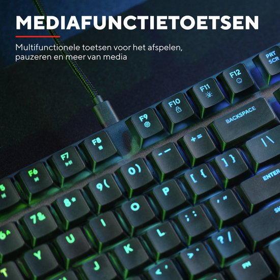 Trust GXT 868 Torix - Clavier gaming mécanique sans fil - Full RGB - Interrupteurs White - Qwerty US - Zwart