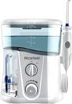 Bol.com Jeghi® Elektrische Waterflosser - Monddouche - Gebitsreiniging - incl. 7 Opzetstukken - 1000ml - Krachtig - Wit aanbieding
