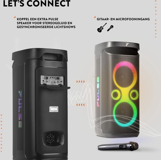Partybox - Fenton Pulse130 speaker met lichteffecten - Met microfoon en ingebouwde accu — afbeelding 5
