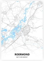 Roermond plattegrond - A3 poster - Zwart blauwe stijl