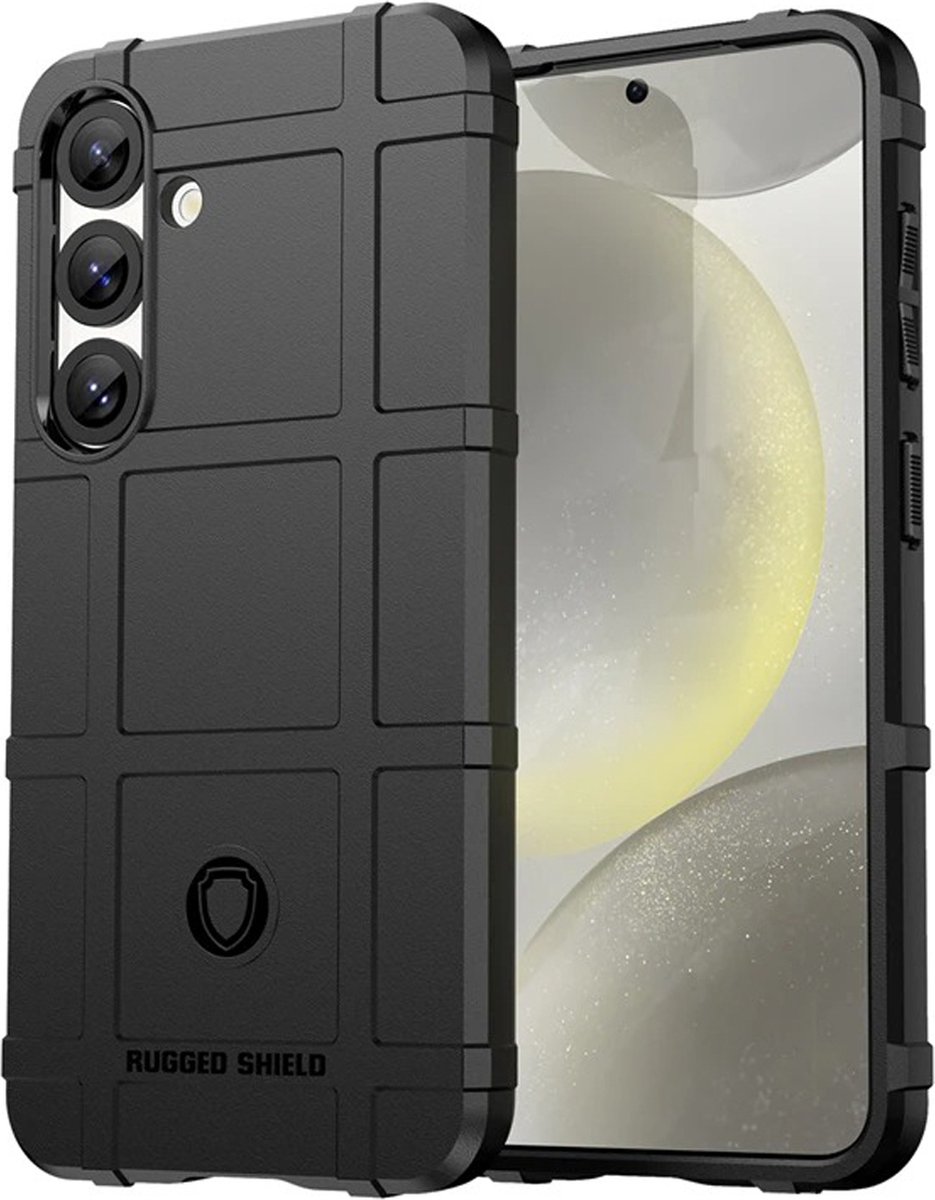 MobyDefend Hoesje - Geschikt voor Samsung Galaxy S25 - Rugged Shield TPU Backcover - Zwart