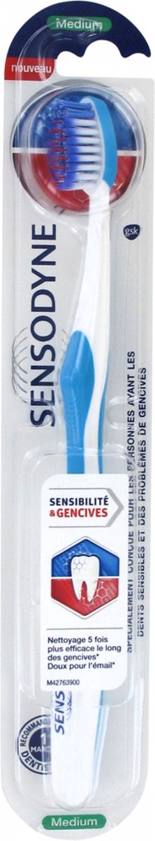 Sensodyne Medium Tandenborstel Gevoeligheid & Tandvlees (Kleur : Blauw)