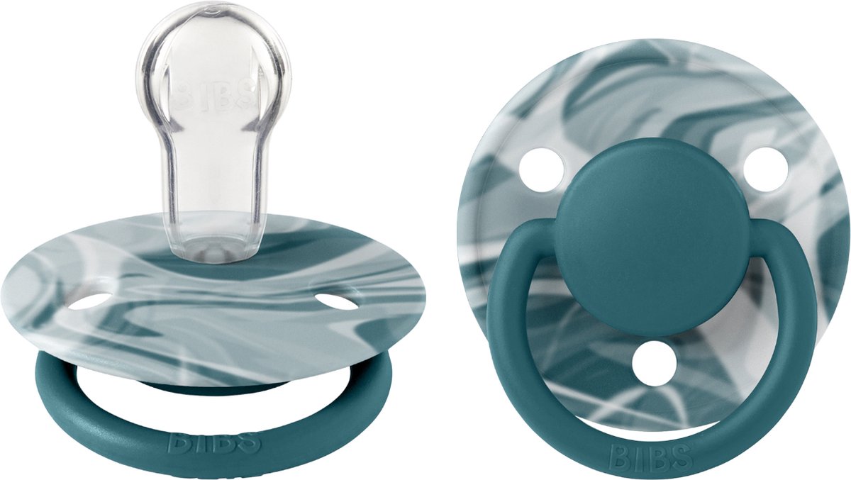 Goedkoopste BiBS - De Lux Pacifier - One Size Fopspeen - 2 stuks - Forest Lake White