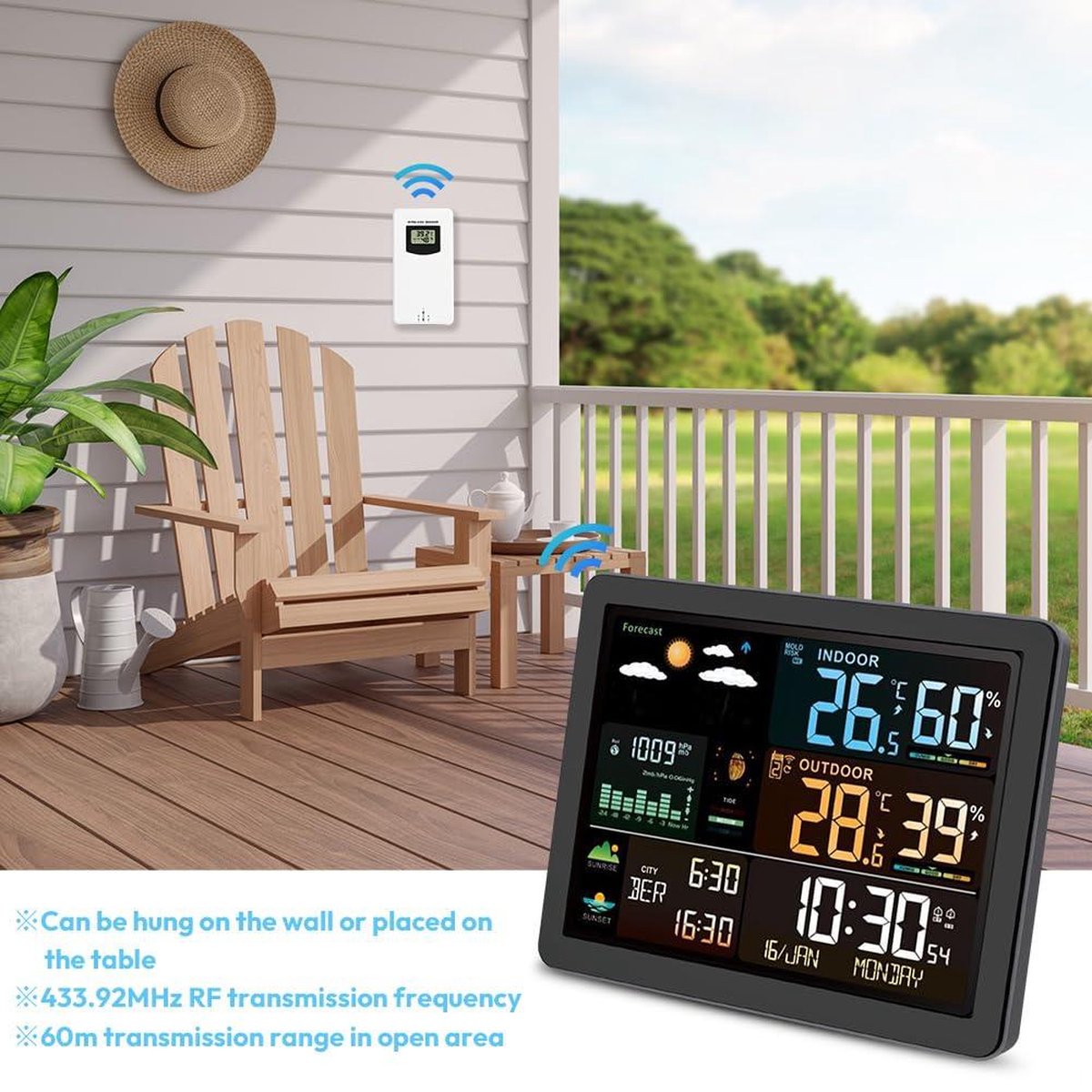 ECG MS 200 Weerstation met draadloze sensor tot 30 meter afstand ECG MS 200 Weerstation met draadloze sensor tot 30 meter afstand
