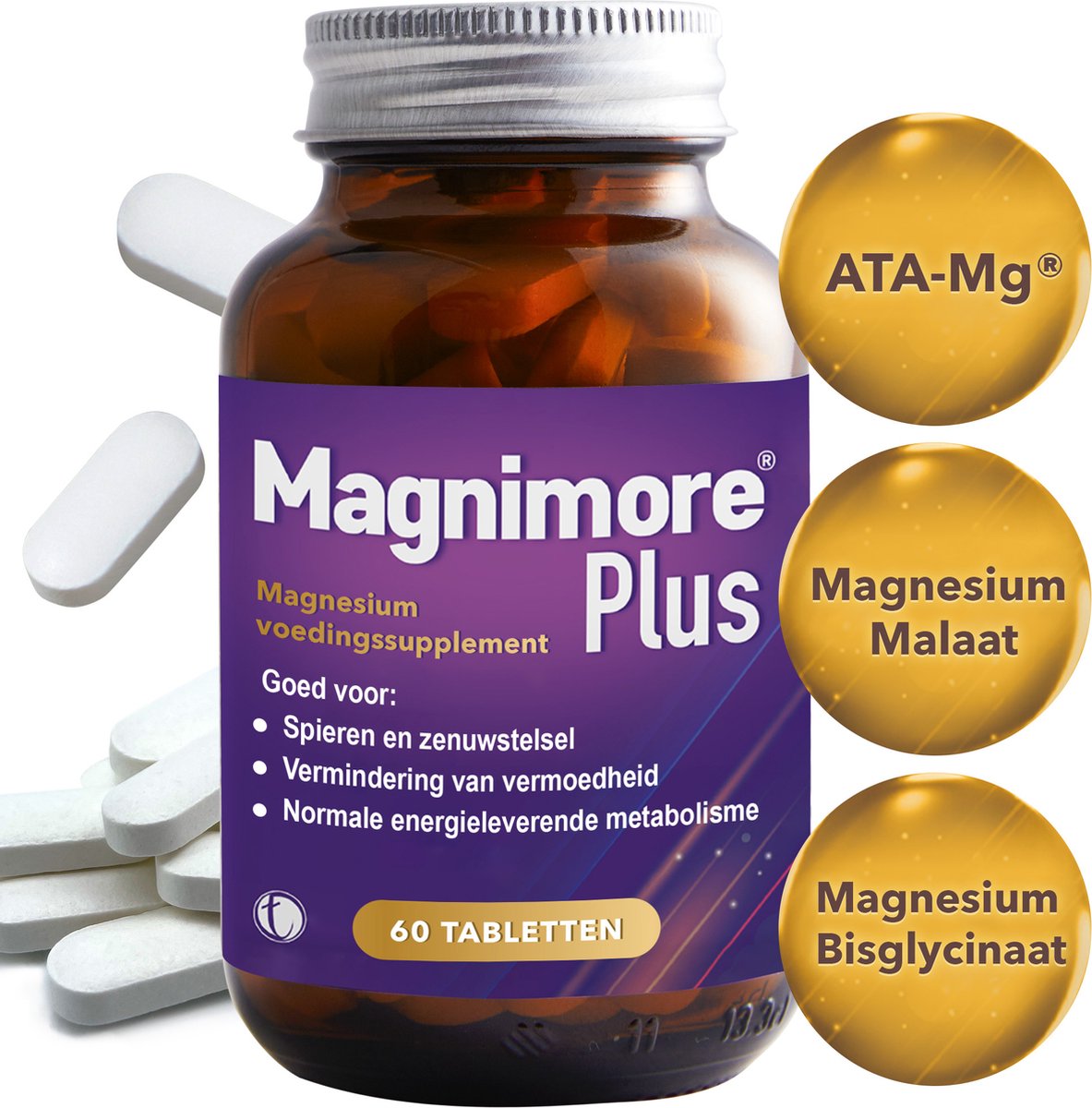 Goedkoopste Magnimore Plus 60 - Triple Magnesium Complex met ATA-Mg - Magnesium Bisglycinaat, Malaat & Uniek N-acetyltauraat - Voor Energie, Ontspanning, Spierherstel & Hart- en Zenuwgezondheid