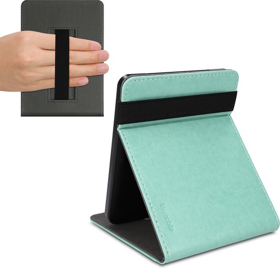 kwmobile e-reader hoesje geschikt voor Kobo Clara HD hoes - E reader flip case van kunstleer - Ereader cover met handgrip en stand - In mintgroen van Merkloos — afbeelding 2