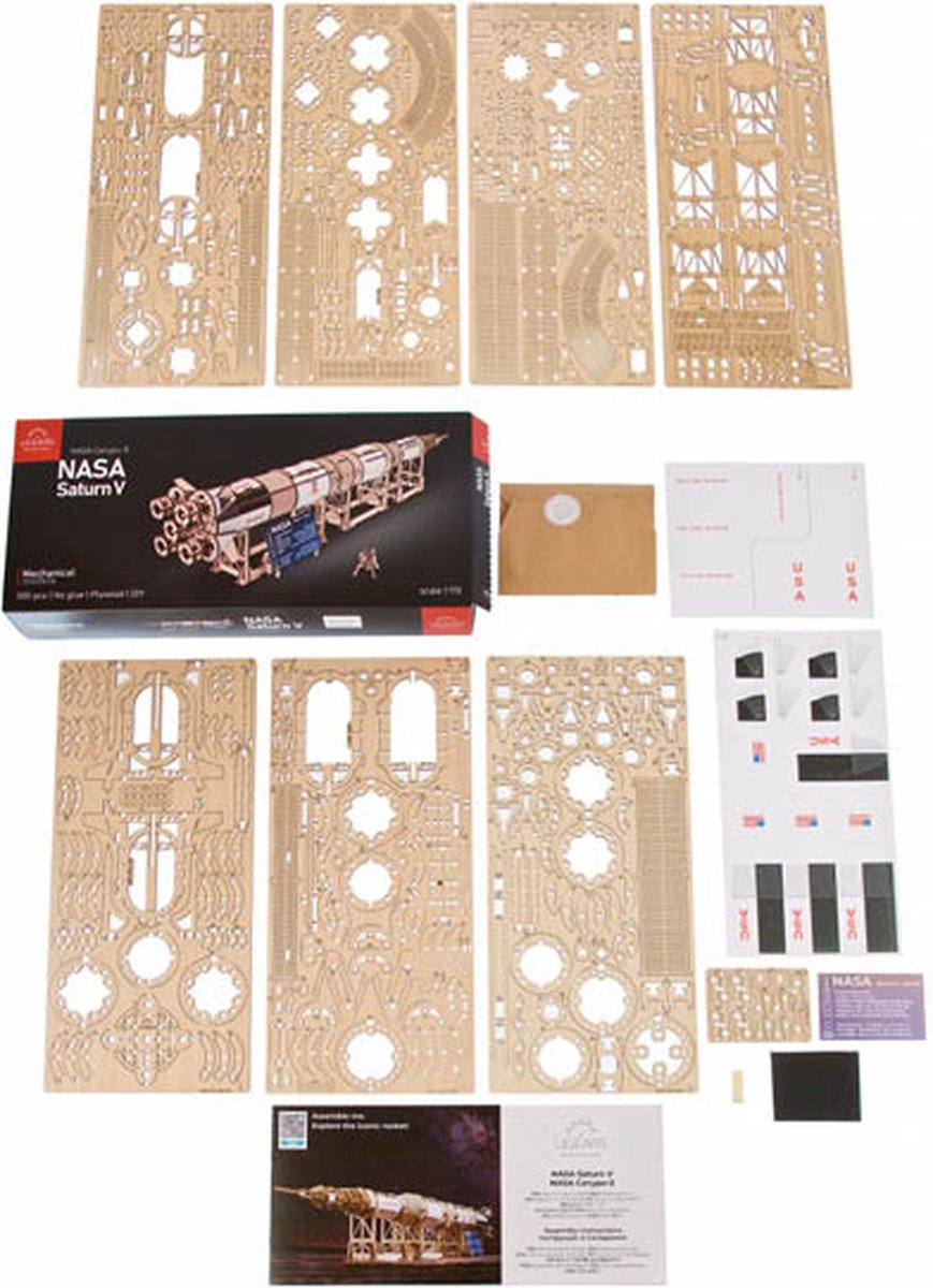 UGEARS 3D Modelbouw - Nasa Saturn V - Mechanisch Bouwpakket Hout - Educatief Speelgoed — afbeelding 7