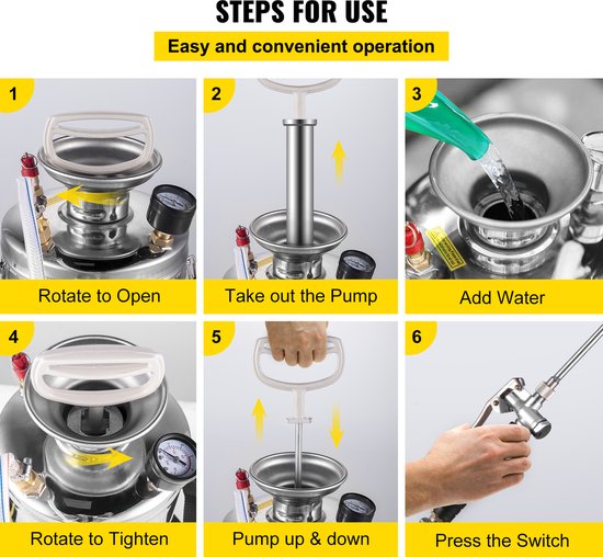 VEVOR Sproeier Rugspuit 3gal/10l Roestvrijstalen Sproeier Home Valve Pesticide Sprayer Promotion Pro van Merkloos	 — afbeelding 4
