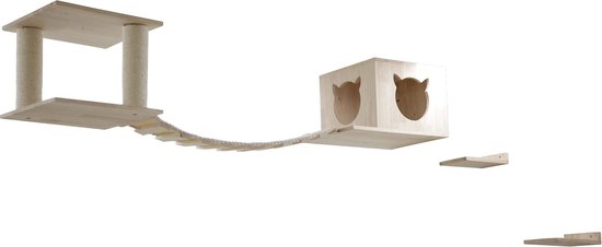 Kattenspeelplaats met treeplanken en holletje voor katten van TecTake — afbeelding 2